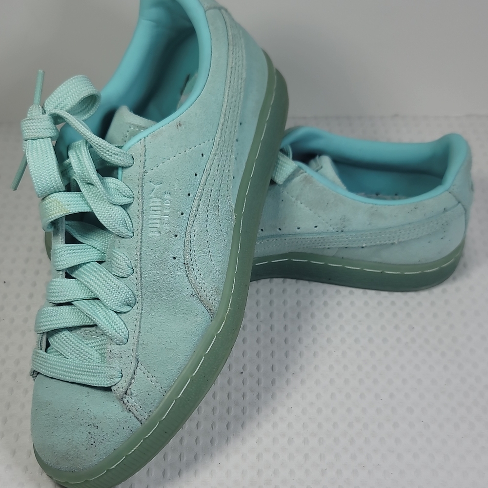 Puma Women's Mint Green Suede Sneakers